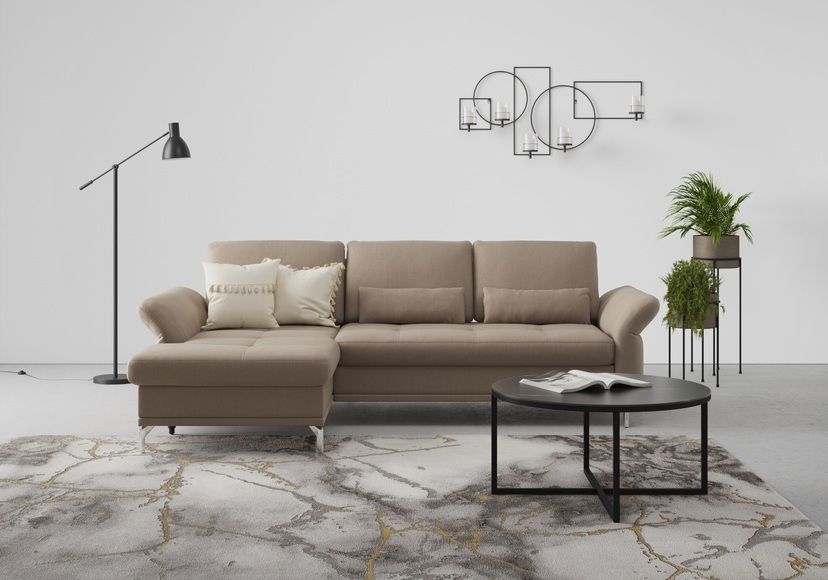 INOSIGN Ecksofa »Palm Beach«, Federkern, mit Sitztiefenverstellung, wahlweise mit Bettfunktion, Bettkasten und Armteilverstellung