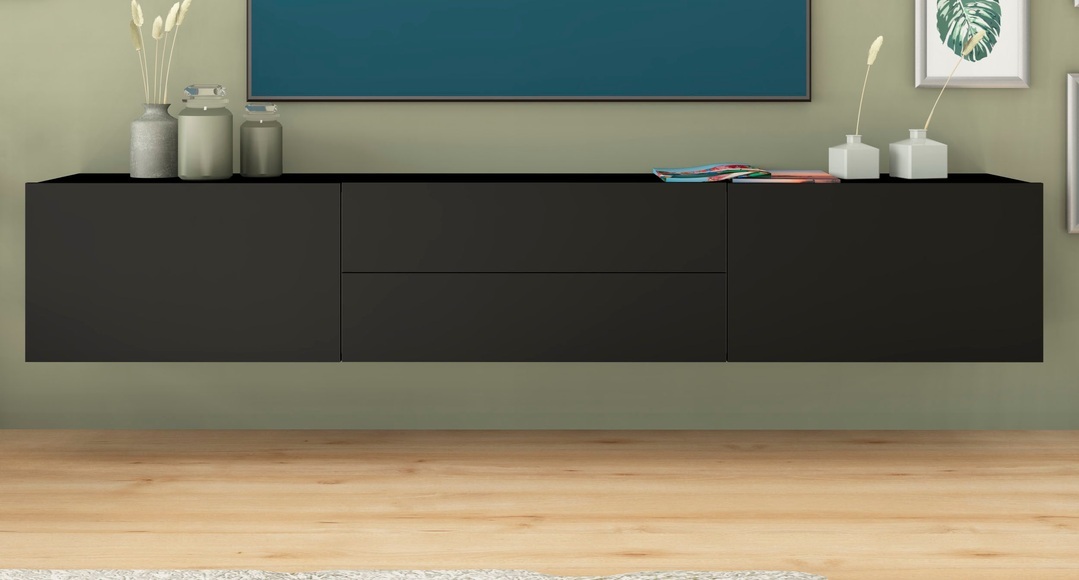 borchardt Möbel Lowboard »Sophia«, Breite 200 cm mit 2 Klappen und 2 Schubkästen, stehend und hängend