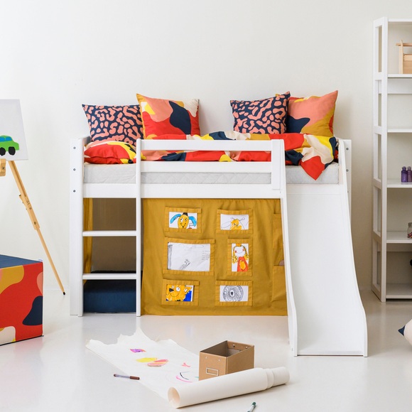 Hoppekids Hochbett »«Creator Autumn Yellow»«, Rutsche & Vorhang Gelb und viel Auswahl