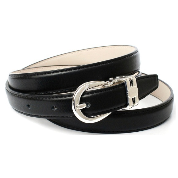 Anthoni Crown 2, 0 cm schmaler Ledergürtel in Schwarz