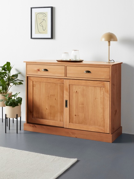 Home affaire Sideboard »Schröder«, mit 2 Schiebetüren und 2 Schubkasten, aus massivem Kiefernholz