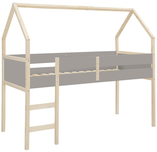 Lüttenhütt Hochbett »Janne«, aus schönem massivem Kiefernholz, Einzelbett, in einer Haus-Optik Form, inklusive praktischer massiver Holzleiter, in verschiedenen Farbvarianten erhältlich, Liegefläche 90x200 cm