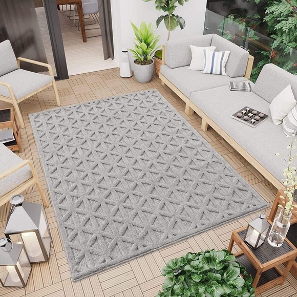 Carpet City Teppich »SANTORINI 58500«, rechteckig, 5 mm Höhe, 3D-Design: Flor erzeugt ein Hoch-Tief-Effekt, In- und Outdoor geeignet