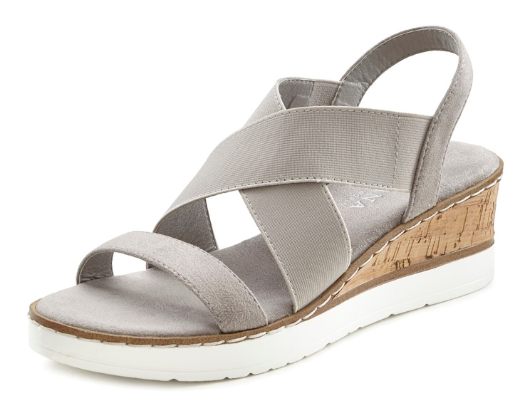 LASCANA Sandalette, mit Keilabsatz und elastischen Riemen
