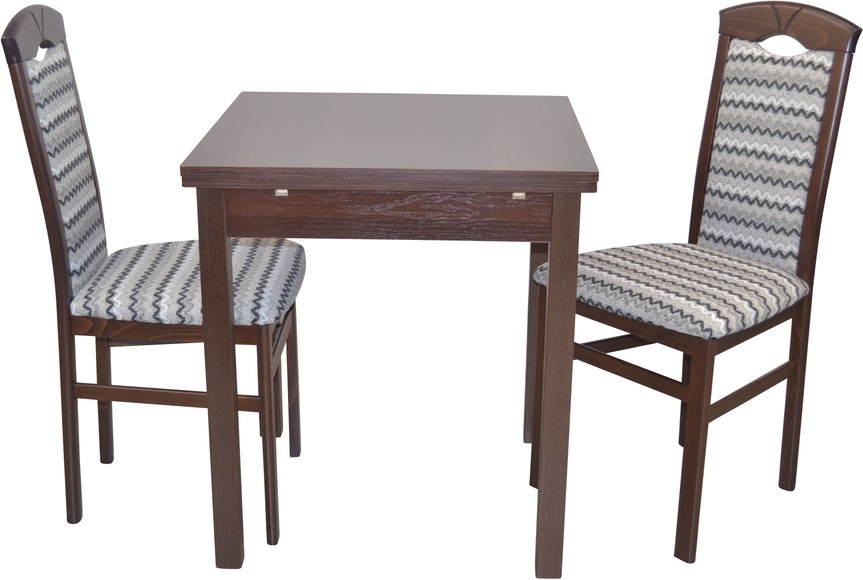 HOFMANN LIVING AND MORE Essgruppe »Creto«, (Spar-Set, 3 tlg., 1 Tisch, 2 Stühle), Stuhlgestell und Tischbeine aus Massivholz, Tisch mit 2 Ansteckplatten