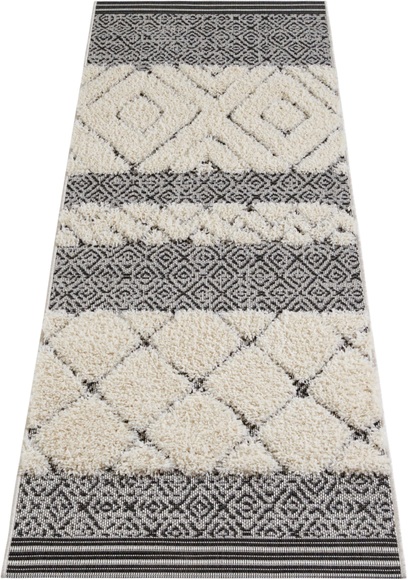 Mint Rugs - Teppich Vintage Handira - 80 x 200 cm - Cremeweiss und Schwarz