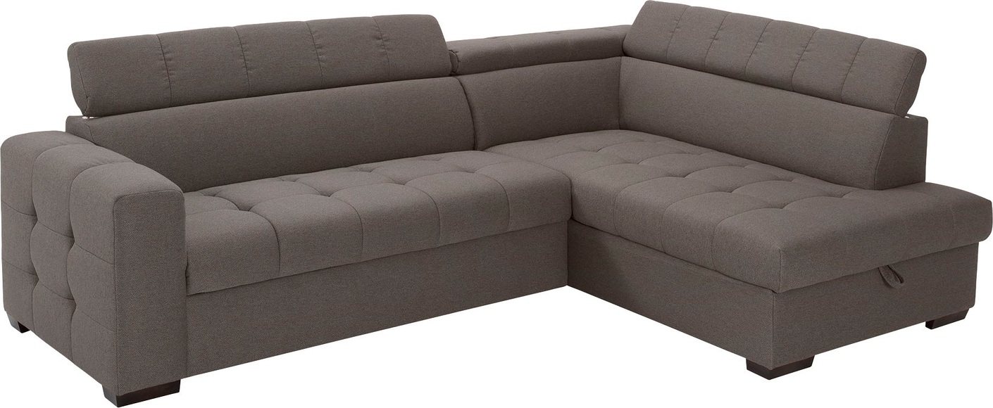 exxpo - sofa fashion Ecksofa, Steppung im Sitzbereich, Wahlweise mit Bettfunktion und Bettkasten, inklusive 3 verstellbaren Kopfstützen