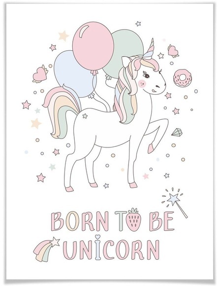 Wall-Art Poster »Kvilis Einhorn Luftballon Party«, Kinder, (1 St.)