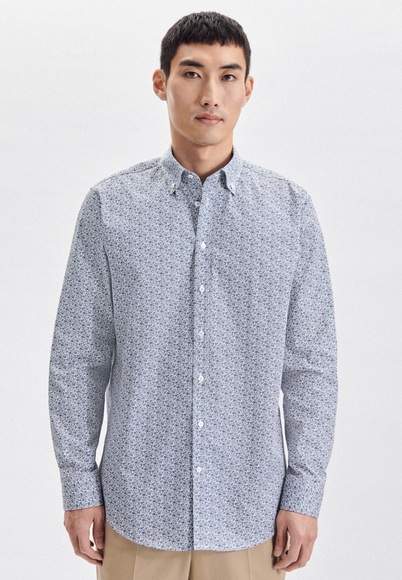 seidensticker Businesshemd »Regular«, Regular Langarm Button-Down-Kragen Druck