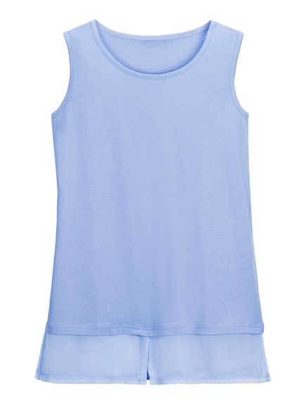 Classic Basics Longtop mit angesetzten Chiffon-Saum
