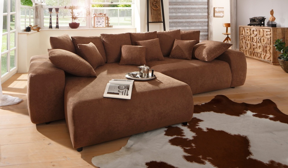 Home affaire Ecksofa »Riveo Luxus«, mit besonders hochwertiger Polsterung für bis zu 140 kg pro Sitzfläche, auch mit Cord-Bezug