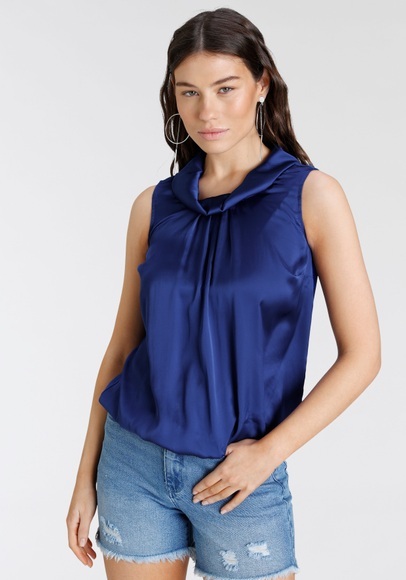 Laura Scott Blusentop, vorne aus Satin, hinten aus Jersey