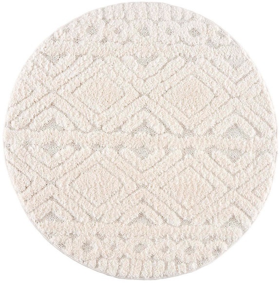 Home affaire Hochflor-Teppich »Andro«, rund, Boho Stil, weich, Hoch Tief Struktur, Wohnzimmer