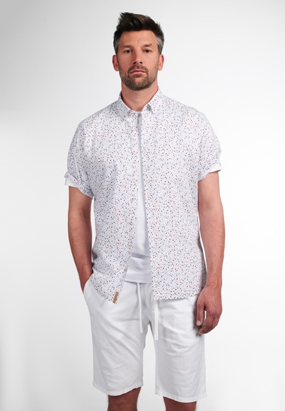 ETERNA KURZARM HEMD REGULAR FIT UPCYCLING SHIRT OXFORD ROT/BLAU
