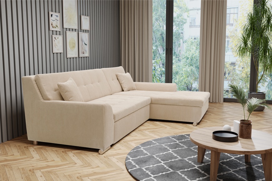 DOMO collection Ecksofa »Treviso viele Bezüge, auch in Cord, Schlafsofa, B/T/H: 267/80/83 cm«, wahlweise mit Bettfunktion, incl. Zierkissen, hochwertige Steppung