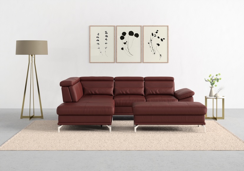 sit&more Ecksofa »Cabrio«, mit Sitztiefenverstellung und Federkern, 3 Nierenkissen