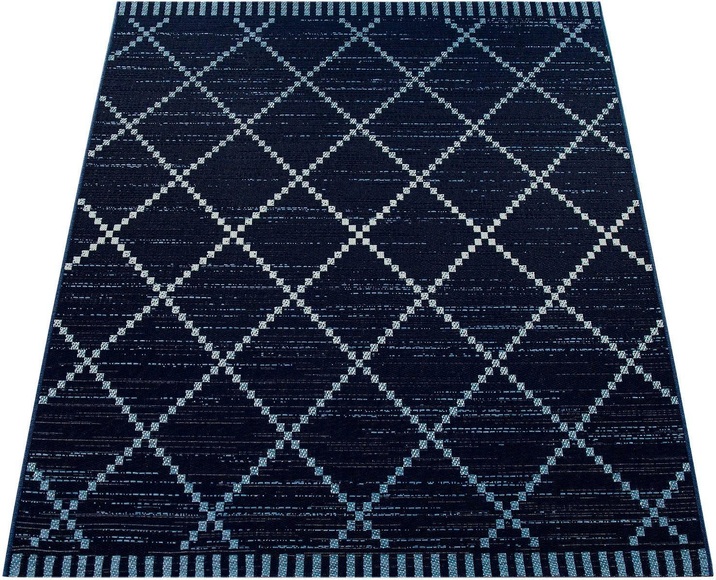 Paco Home Teppich »Kortrijk 742«, rechteckig, 5 mm Höhe, Flachgewebe, Rauten Design, In- und Outdoor geeignet, Wohnzimmer