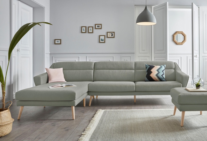 andas Ecksofa »Bille«, mit Naht im Rückenkissen und Beinen aus Eichenholz, Design by Morten Georgsen