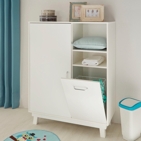 roba® Highboard »Nordic, weiss«, mit Wäschekorb, Made in Europe