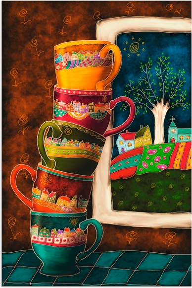 Artland Wandbild »Fröhliche Kaffeetassen«