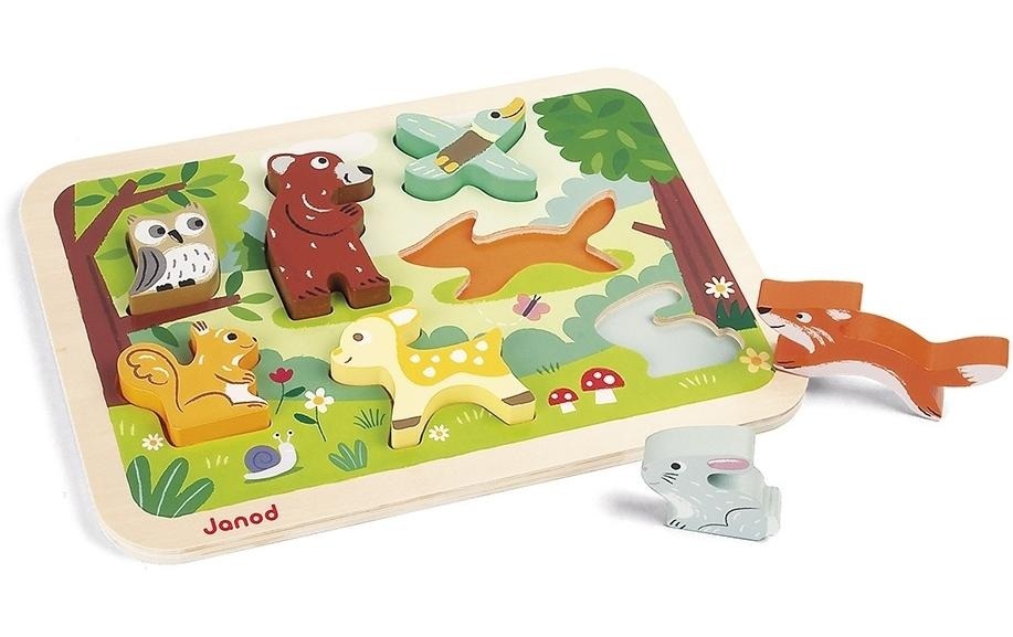 Janod Holz-Puzzle Wald 7-teilig in bunt
