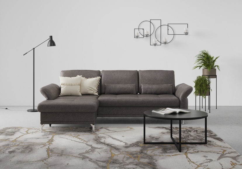 INOSIGN Ecksofa »Palm Beach«, Federkern, mit Sitztiefenverstellung, wahlweise mit Bettfunktion, Bettkasten und Armteilverstellung