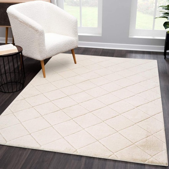 Carpet City Hochflor-Teppich »Moment«, rechteckig, 31 mm Höhe, Modern Einfarbig, 3D-Raute-Optik, Wohnzimmer