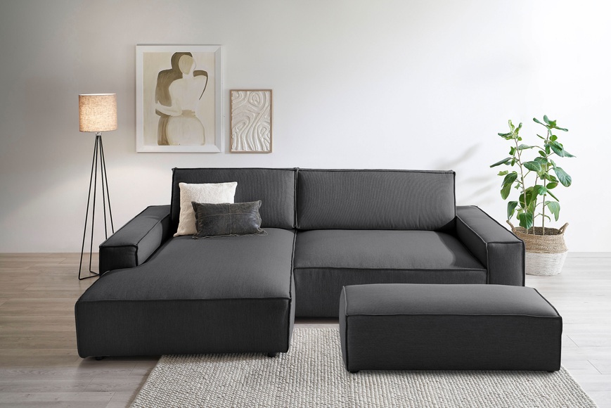 Home affaire Polsterecke »NEU: SHERWOOD XXL tief, L-Form mit Schlaffunktion, Big-Sofa mit Hocker« stellbar zum Schlafsofa (Krokodilverbinder), Cord, Leinenoptik