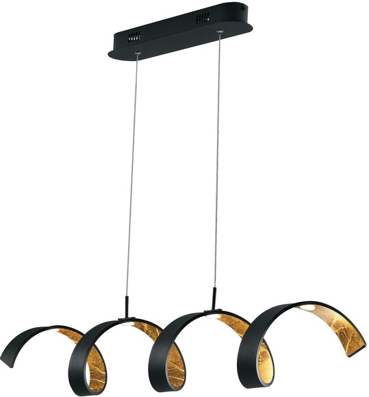 LED-Hängeleuchte Helix, schwarz-gold, 80 cm