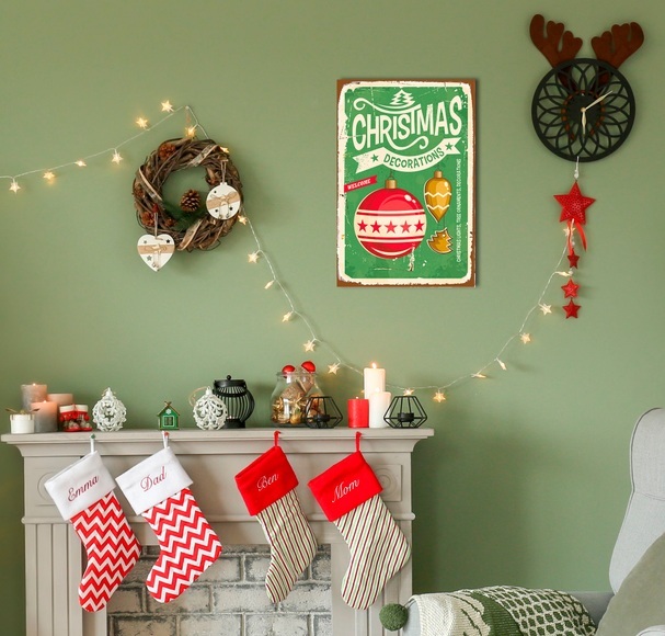 queence Metallbild »Christmas Decorations«, (1 St.), Stahlschilder