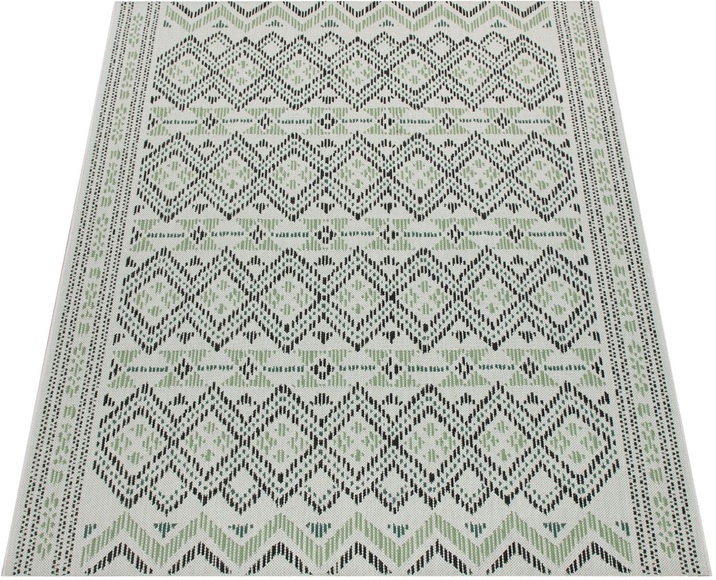 Paco Home Teppich »Ostende 543«, rechteckig, 4 mm Höhe, Flachgewebe, Rauten Motiv, mit Bordüre, In- und Outdoor geeignet, Wohnzimmer