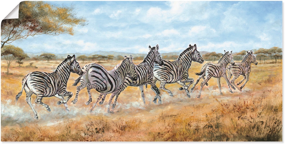 Artland Wandbild »Laufende Zebras«