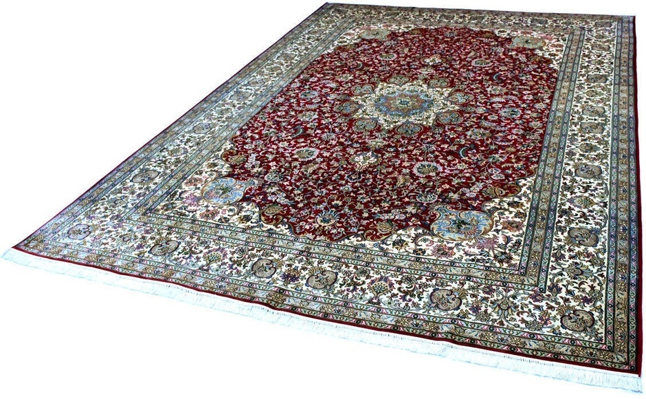 Kayoom Seidenteppich »Kashan 999x11«, rechteckig, 10 mm Höhe, Einzelstück mit Zertifikat, Wohnzimmer