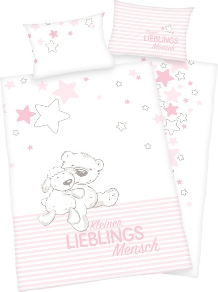 babybest® Bettwäsche Kleiner Lieblingsmensch GOTS rosa 100 x 135 cm