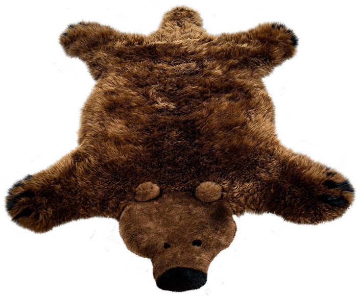 Paco Home Fellteppich »Australisches Lammfell - Braunbär«, tierfellförmig, 45 mm Höhe, Kinderteppich, echtes Lammfell, Kinderzimmer