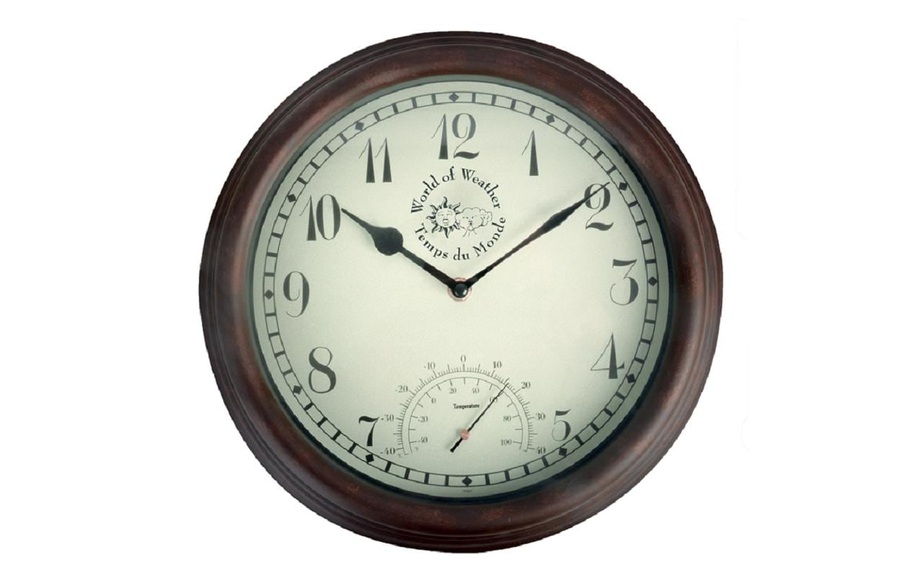 Esschert Design Bahnhofsuhr mit Thermometer 30,5 cm TF007