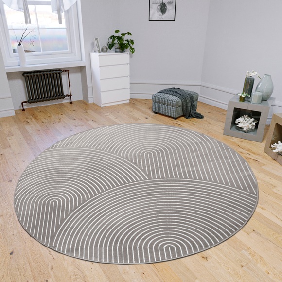 HANSE Home Teppich »Faron«, rund, 3 mm Höhe, strapazierfähig, pflegeleicht, ringsum gekettelt, Hoch-Tief-Optik
