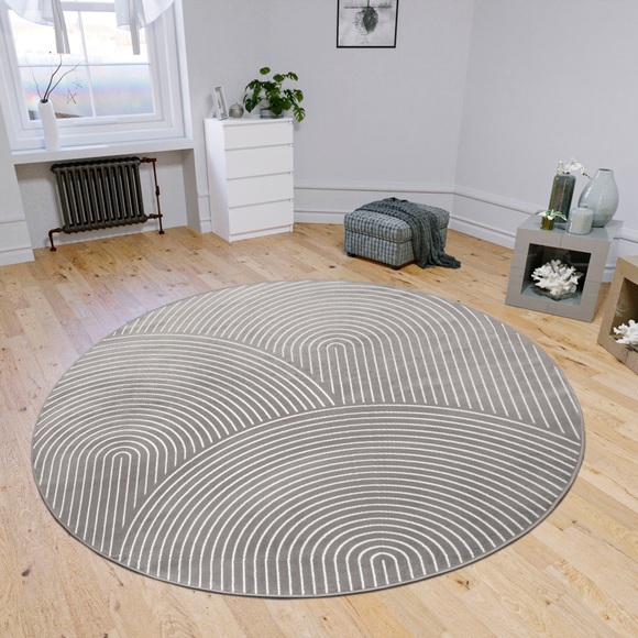 HANSE Home Teppich »Faron«, rund, 3 mm Höhe, strapazierfähig, pflegeleicht, ringsum gekettelt, Hoch-Tief-Optik
