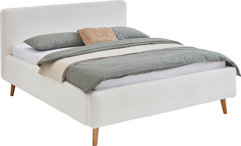 Bett MATTIS 160x200cm furniert / stoff weiss