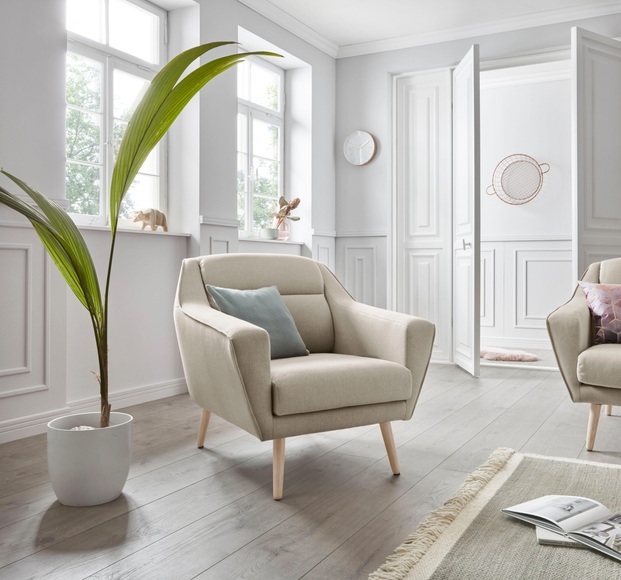 andas Sessel »Bille«, mit Naht im Rückenkissen und Eiche-Beinen, Design by Morten Georgsen