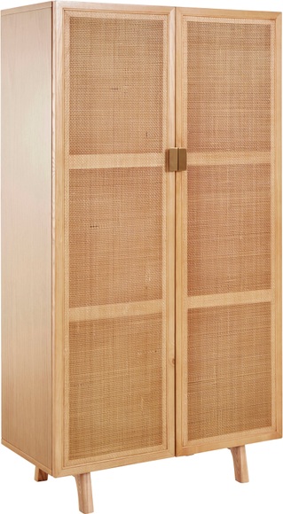 LeGer Home by Lena Gercke Highboard »Lina«, Mit Rattan Einsatz, 3 Innenfächer, teilmassiv