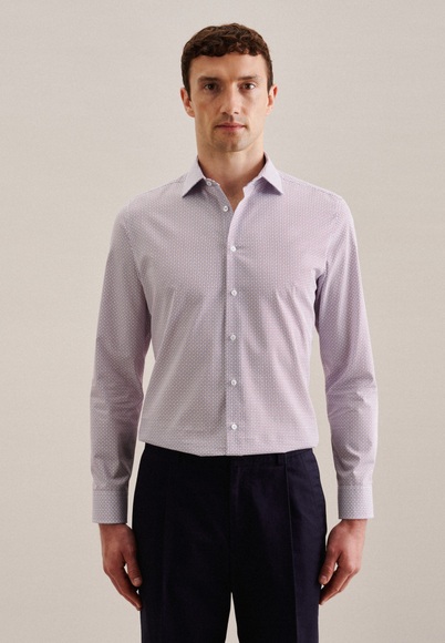Business Hemd Slim Fit Langarm Druck Herren Rot Bunt 37