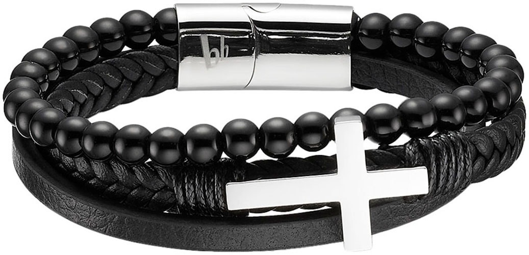 Bruno Banani Lederarmband »Schmuck Geschenk Armband Kreuz, B4098B/20/00/1-21, B4098B/20/00/21«, mit Achat