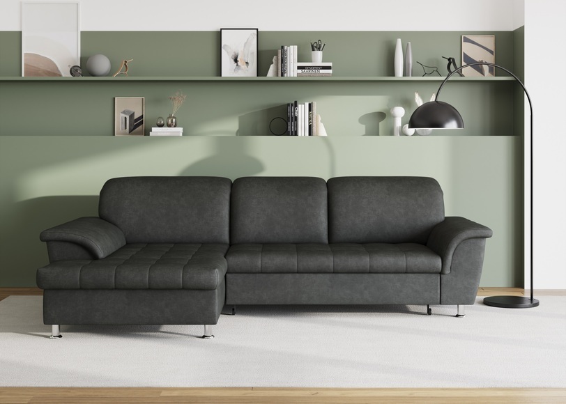 DOMO collection Ecksofa »Franzi«, wahlweise mit Bettfunktion, Bettkasten und Kopfteilverstellung, frei im Raum stellbar