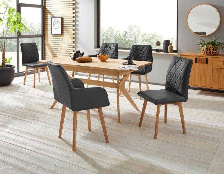 Premium collection by Home affaire Armlehnstuhl »Brest«, (Set), 2 St., Leder, Bezug in Leder oder Microfaser, Gestell ist Eiche Massivholz geölt