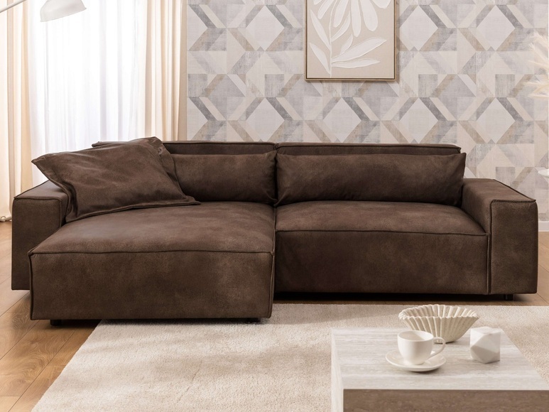 GOODproduct Ecksofa »KINLEE Design-Sofa mit Recamiere rechts/links, Masse B/T/H 251/144/70cm« L-Form mit Wellenunterfederung, ohne Bettfunktion, modern und beguem