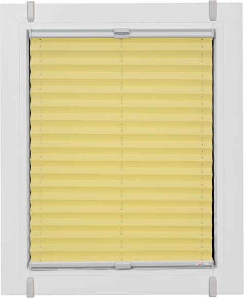 sunlines Plissee »One Size Style Crepe«, blickdicht, ohne Bohren, verspannt, Zubehörfarbe grau, zum Klemmen