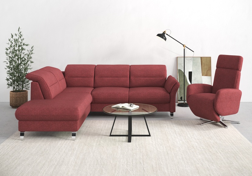 sit&more Ecksofa »Grenoble«, inklusive Federkern, wahlweise mit Bettfunktion, Stauraum, Armteilverstellung und Kopfteilverstellung