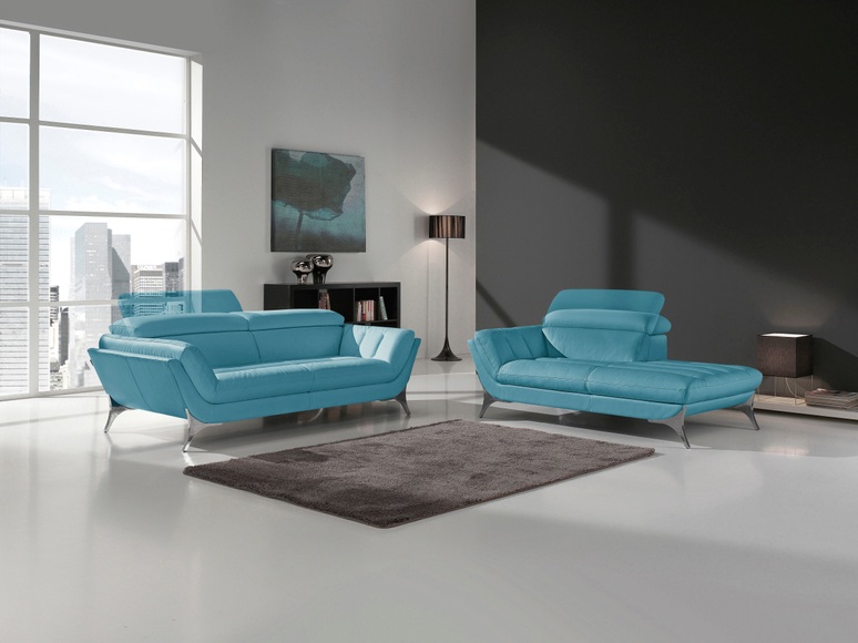 Egoitaliano Polstergarnitur »Sueli«, (Set), bestehend aus Sofa und Recamiere, Kopfteilverstellung, Bezug Leder