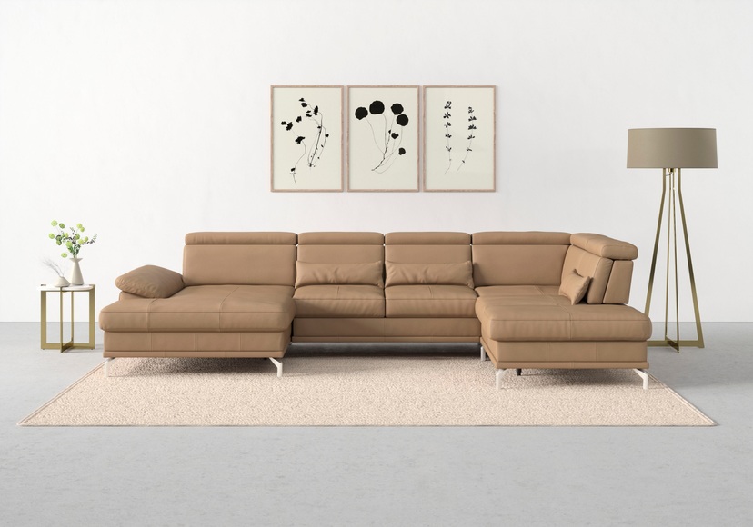 sit&more Wohnlandschaft »Cabrio«, Sitztiefenverstellung und Federkern, jeweils inklusive 3 Nierenkissen